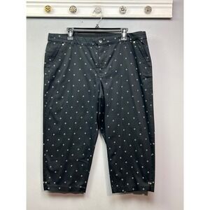 Khakis & Co‎ Capris Womens Size 16 Black Cropped Pants White Quatrefoil